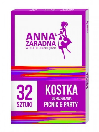 Podpałka w kostce Anna Zaradna do grilla, pieców i kominków (32 sztuki) x 12 opakowań