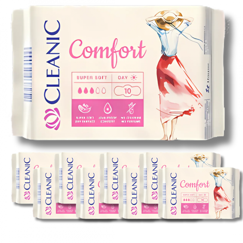 Podpaski Cleanic Comfort na dzień (10 sztuk) x 9 opakowań