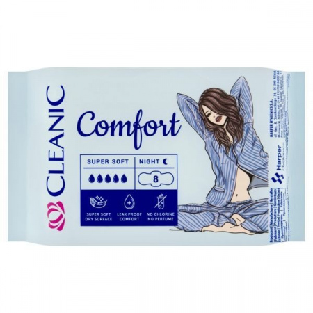 Podpaski Cleanic Comfort na noc (8 sztuk)