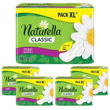 Podpaski higieniczne Naturella Classic Maxi ze skrzydełkami (16 sztuk) x 5 opakowań