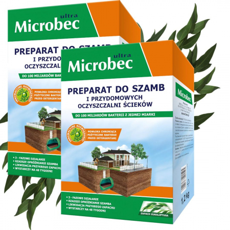 Preparat do szamb i przydomowych oczyszczalni ścieków Microbec Ultra eukaliptus 1,2 kg x 2 sztuki