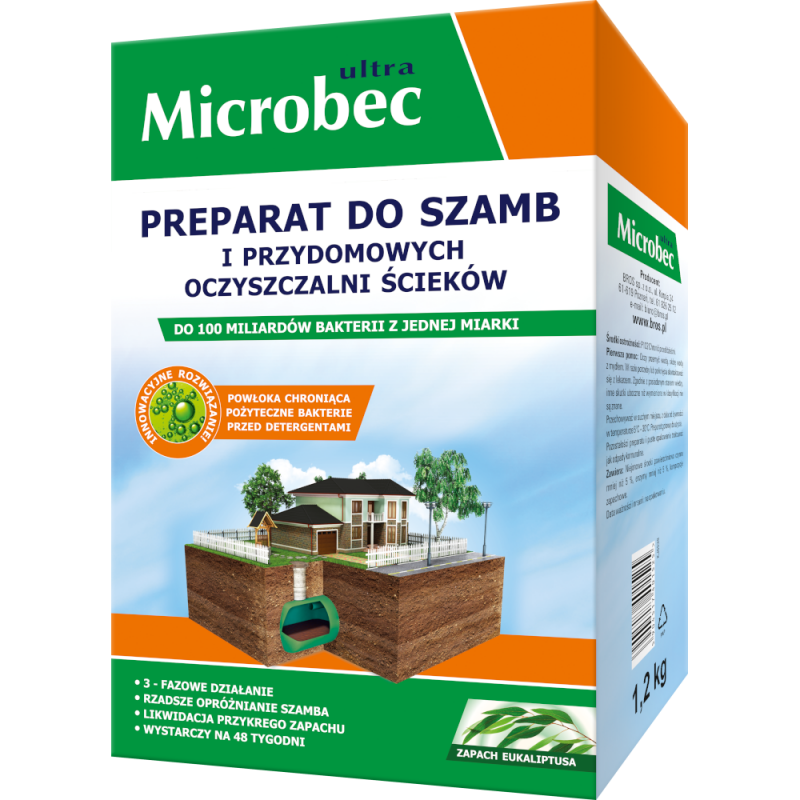 Preparat do szamb i przydomowych oczyszczalni ścieków Microbec Ultra eukaliptus 1,2 kg