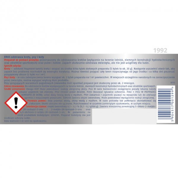 Preparat odstraszający krety, psy, koty Bros (350 ml+100 ml gratis) x 3 sztuki