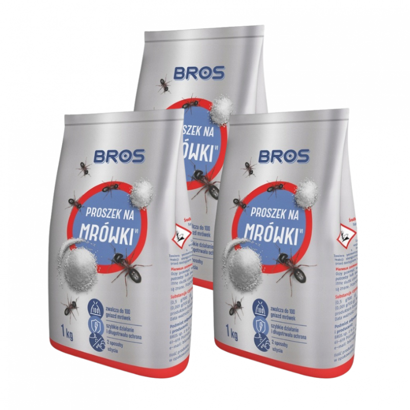 Proszek na mrówki Bros 1 kg zapas x 3 sztuki