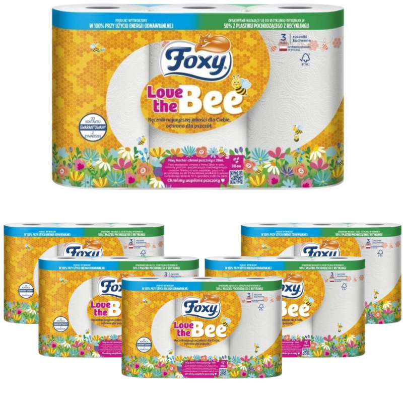 Ręcznik kuchenny Foxy Love the Bee (3 rolki) x 6 opakowań