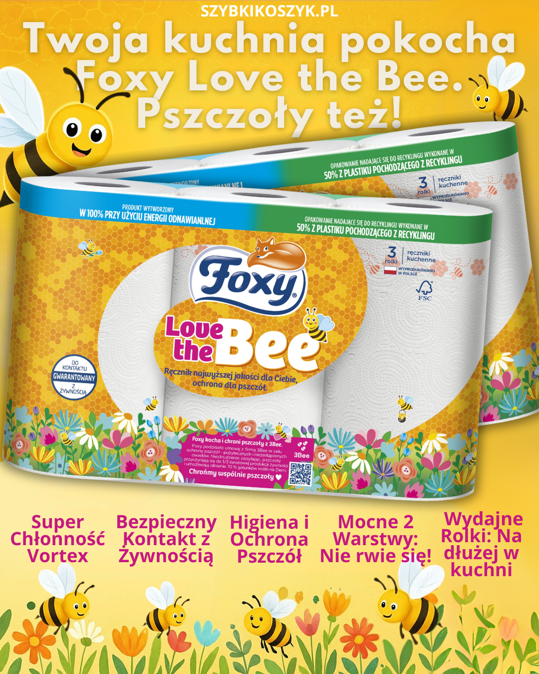 Ręcznik kuchenny Foxy Love the Bee (3 rolki)