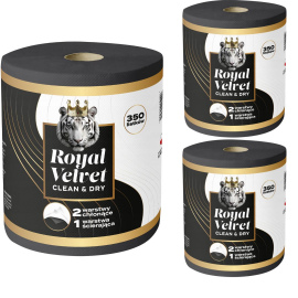 Ręcznik papierowy Royal Velvet Czarny 3 warstwy (350 listków) x 3 sztuki