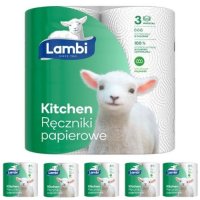 Ręczniki papierowe 3-warstwowe Lambi Kitchen (2 rolki) x 6 opakowań