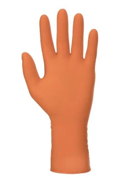 Rękawice diagnostyczne i ochronne, nitrylowe, bezpudrowe Mercator nitrylex high risk pomarańczowe rozmiar M (100 sztuk)