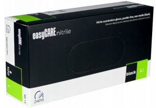 Rękawice diagnostyczne nitrylowe bezpudrowe easyCARE nitrile czarne rozmiar L (100 sztuk)