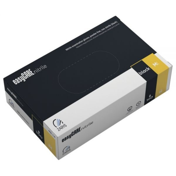Rękawice diagnostyczne nitrylowe bezpudrowe easyCARE nitrile czarne rozmiar M (100 sztuk)