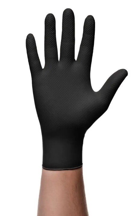 Rękawice nitrylowe, bezpudrowe Mercator gogrip czarne rozmiar XL (50 sztuk)