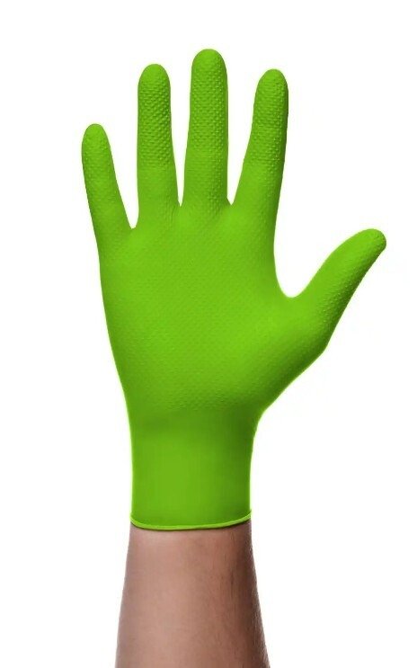 Rękawice nitrylowe, bezpudrowe Mercator gogrip zielone rozmiar M (50 sztuk)