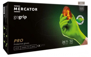 Rękawice nitrylowe, bezpudrowe Mercator gogrip zielone rozmiar XXL (50 sztuk)