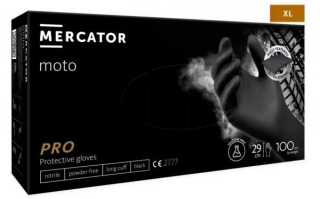 Rękawice nitrylowe, bezpudrowe Mercator moto czarne rozmiar XL (100 sztuk)