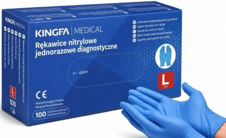 Rękawice rękawiczki nitrylowe niebieskie KINGFA rozmiar L (100 sztuk)