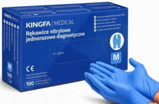 Rękawice rękawiczki nitrylowe niebieskie KINGFA rozmiar M (100 sztuk)