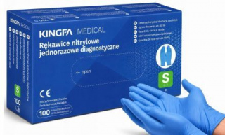 Rękawice rękawiczki nitrylowe niebieskie KINGFA rozmiar S (100 sztuk)