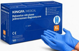 Rękawice rękawiczki nitrylowe niebieskie KINGFA rozmiar XL (100 sztuk)