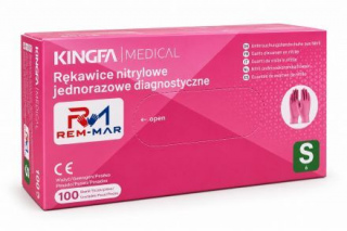 Rękawice rękawiczki nitrylowe różowe KINGFA rozmiar S (100 sztuk)