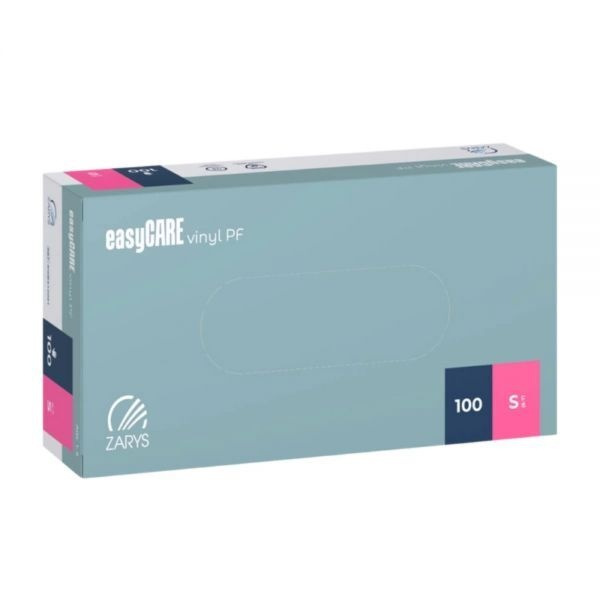Rękawice winylowe bezpudrowe transparentne easyCARE rozmiar S (100 sztuk)