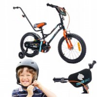 Rowerek dziecięcy 16" Tiger Bike z pchaczem czarno-pomarańczowo-turkusowy Sun Baby J03.021.1.2