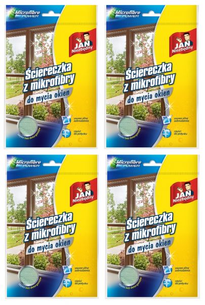Ściereczka z mikrofibry do mycia okien Jan Niezbędny x 4 sztuki