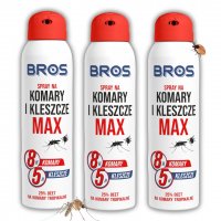 Spray na komary i kleszcze Bros Max 90 ml x 3 sztuki