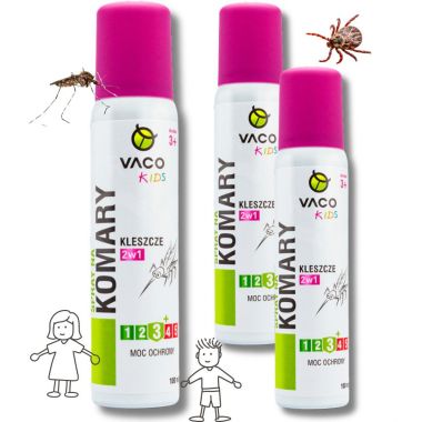 Spray na komary, kleszcze i meszki Vaco Kids 100 ml x 3 sztuki