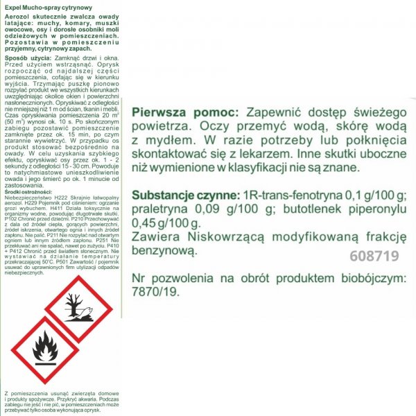 Spray na muchy i komary Muchospray Expel cytrynowy 400 ml