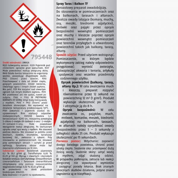 Spray na owady taras i balkon Bros 350 ml x 2 sztuki