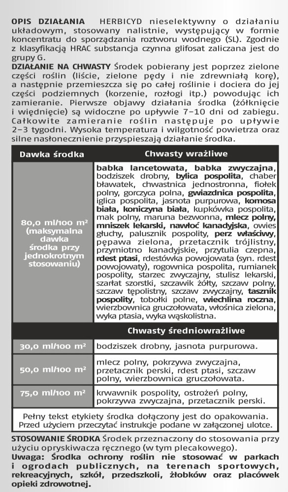 Środek chwastobójczy Agrosar 360 sl Bros 100 ml