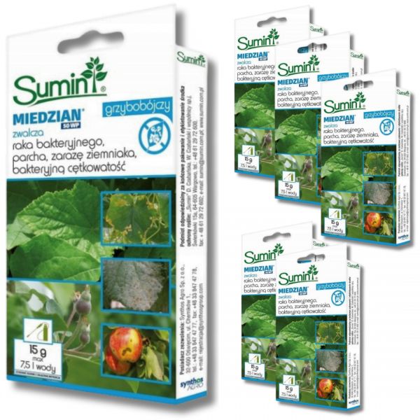 Środek grzybobójczy Miedzian 50 WP Sumin 15 g x 6 opakowań