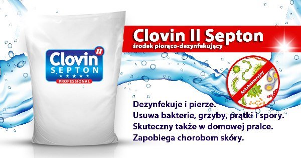 Środek piorąco-dezynfekujący Clovin II Septon bez chloru i fosforanów 15 kg