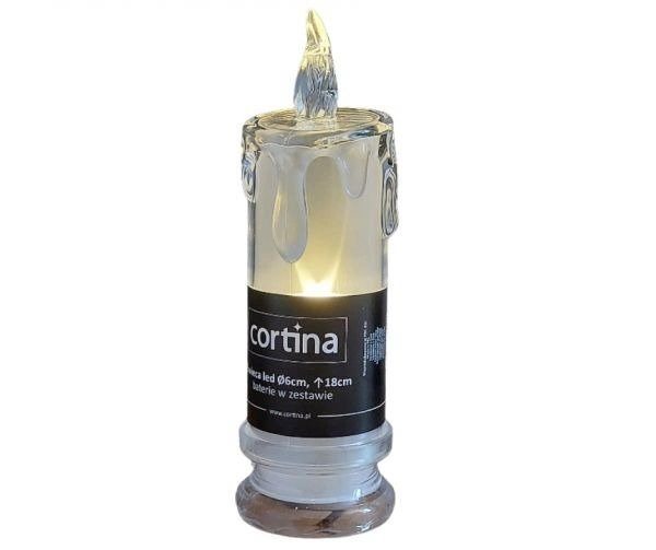 Świeca akrylowa LED Cortina z hologramem 18 cm