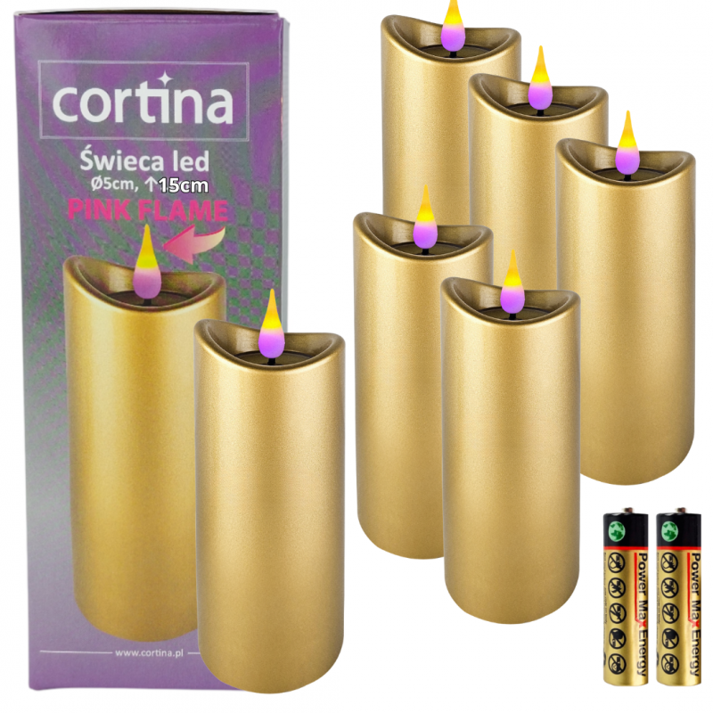 Świeca LED Gold 15 cm x 6 sztuk