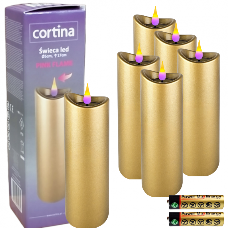 Świeca LED Gold 17 cm x 6 sztuk