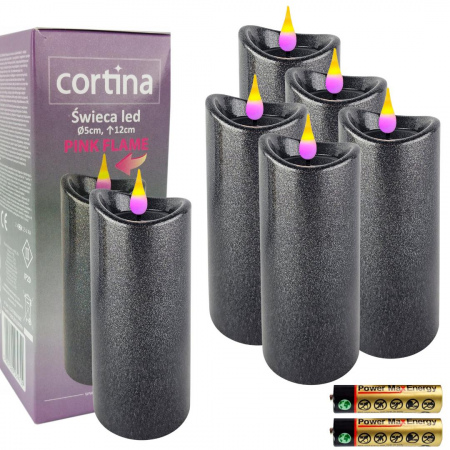 Świeca LED Granitowa 12 cm x 6 sztuk