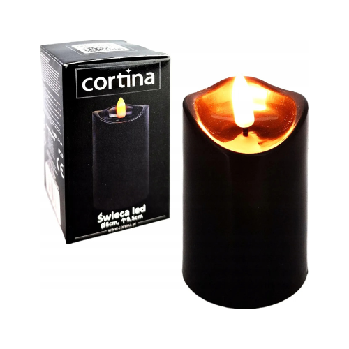 Świeca LED na baterie czarna 9,5 cm Cortina x 8 sztuk
