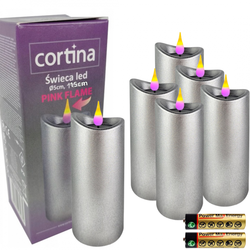 Świeca LED Silver 15 cm x 6 sztuk