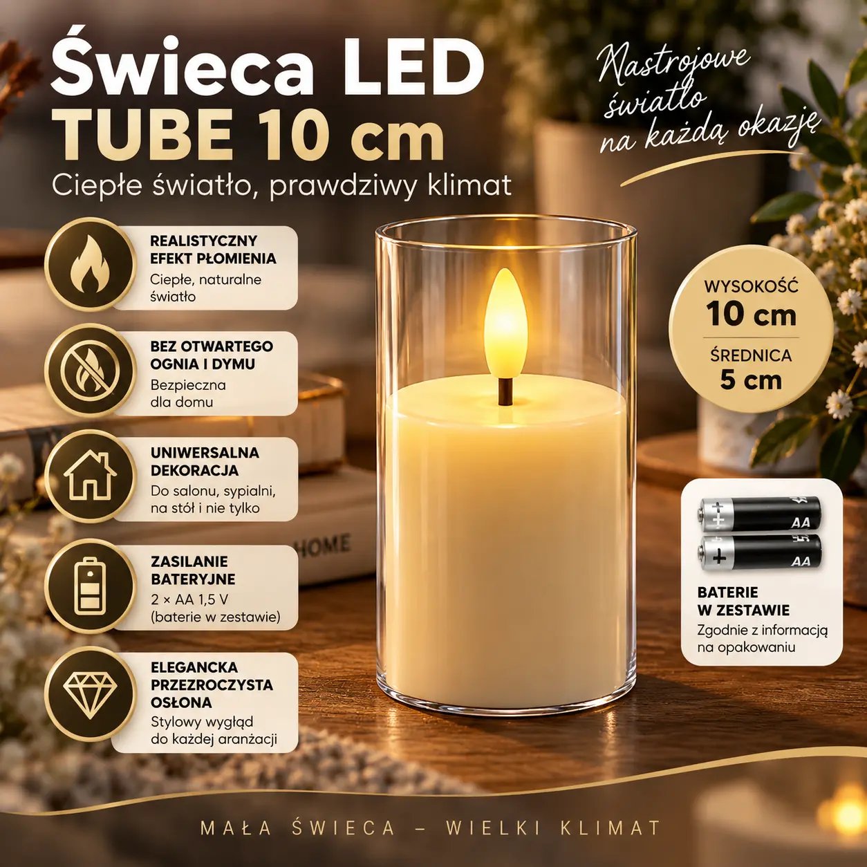 Świeca LED Tube 10 cm  x12 szt