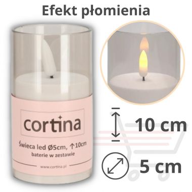 Świeca Led w tubie z bateriami 10 cm wysoka, 5 cm szeroka Cortina