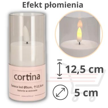 Świeca Led w tubie z bateriami 12,5 cm wysoka, 5 cm szeroka Cortina