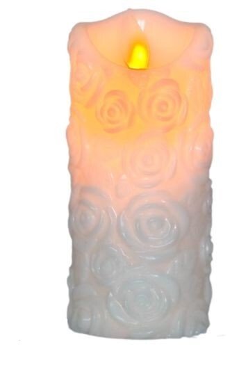 Świeca z różą LED z efektem płomienia biała z bateriami 12,5 cm Cortina