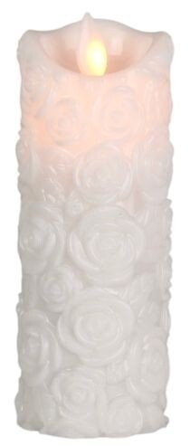 Świeca z różą LED z efektem płomienia biała z bateriami 15 cm Cortina