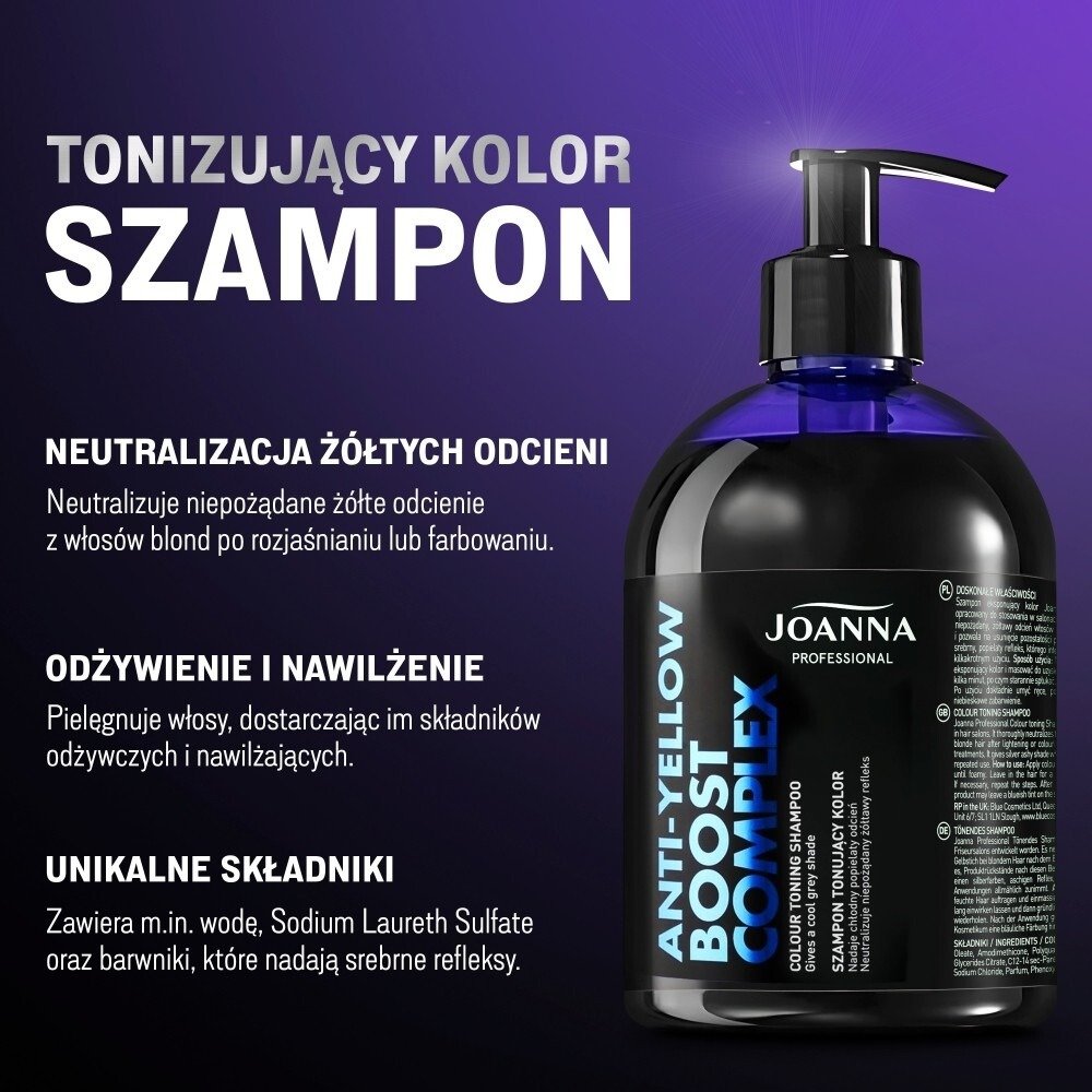 Szampon do włosów Joanna Professional Anti-Yellow Boost Complex tonujący kolor 500 g
