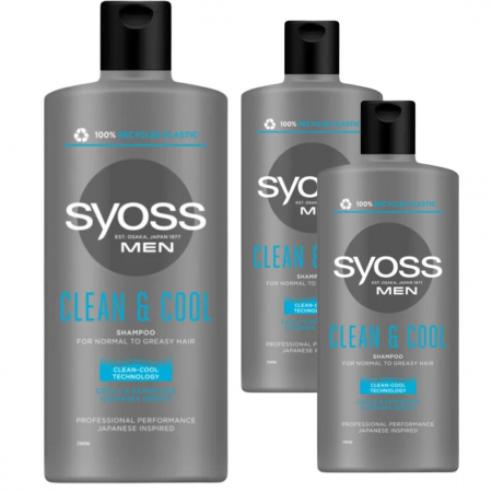 Szampon do włosów Syoss Men Clean&Cool 500 ml x 3 sztuki