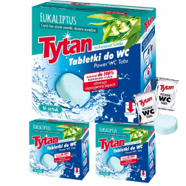 Tabletki do WC Tytan turkusowa woda eukaliptus (16x20g) x 3 opakowania