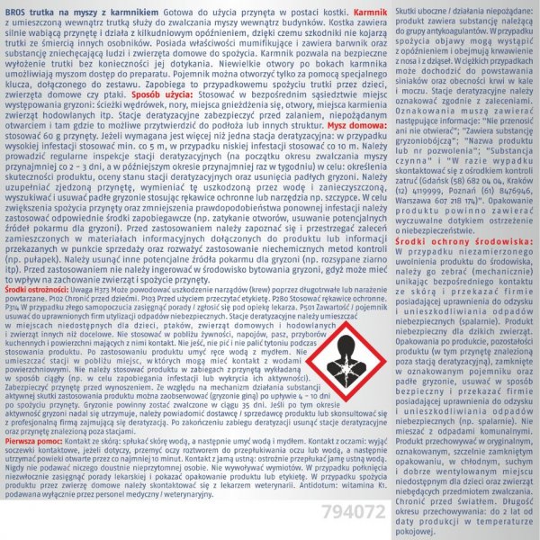 Trutka na myszy z karmnikiem 60 g Bros x 3 sztuki