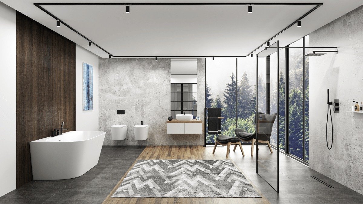 Wanna przyścienna wolnostojąca Corsan MONO 160 x 74 cm z szeroką krawędzią Korek klik-klak Biały